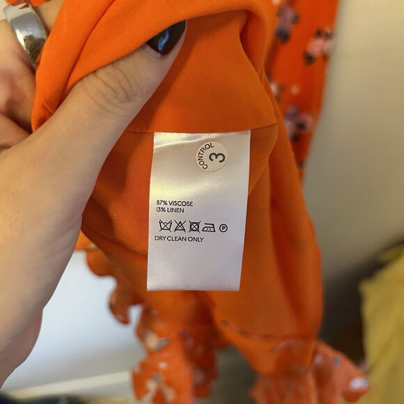 Free People Dress Like A Lady Mini Orange Floral Citrus L Ruffle Vacation - Desc - Picture 6 of 12